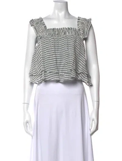 Pre-owned Apiece Apart Linen Striped Blouse In White