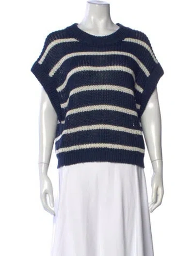 Pre-owned Apiece Apart Linen Striped Sweater In Blue