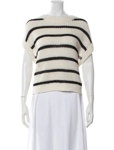 Pre-owned Apiece Apart Linen Striped Sweater W/ Tags In White