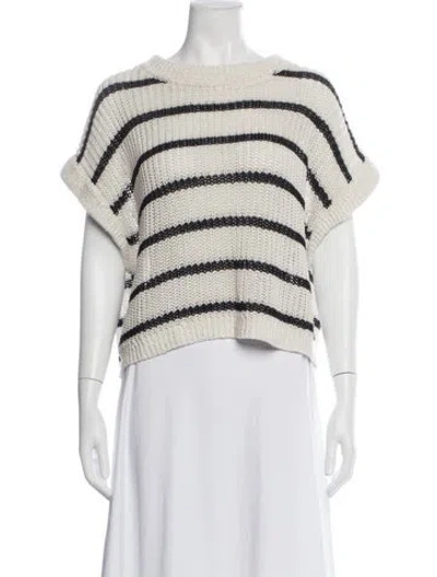 Pre-owned Apiece Apart Linen Striped Sweater In White