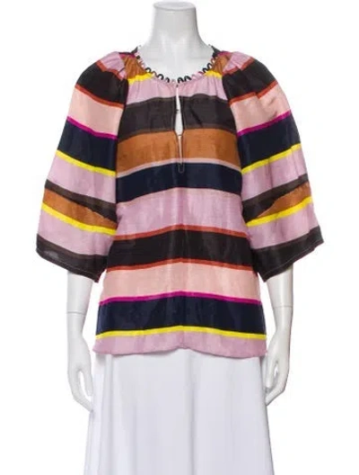 Pre-owned Apiece Apart Linen Striped Top In Pink