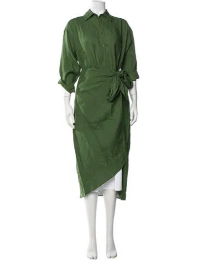 Pre-owned Apiece Apart Linen Three-quarter Sleeve Blouse W/ Tags In Green