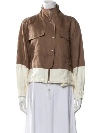 Pre-owned Apiece Apart Linen Utility Jacket In Brown