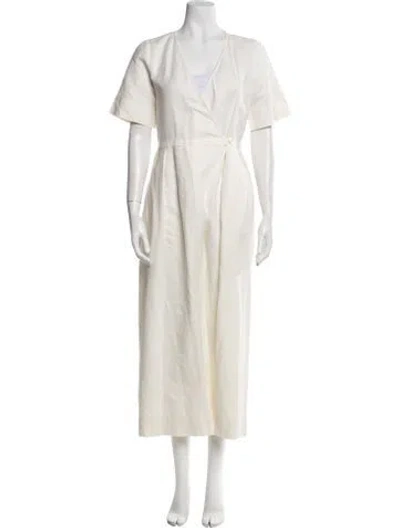 Pre-owned Apiece Apart Linen V-neck Jumpsuit In Neutral