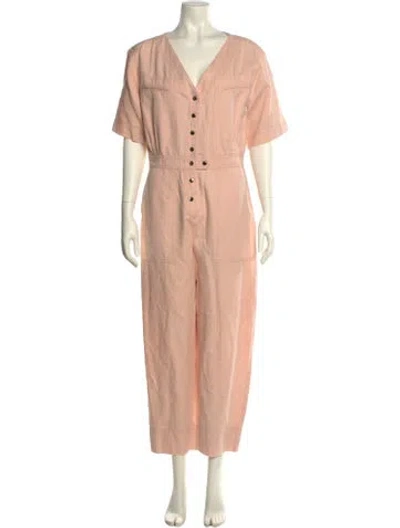 Pre-owned Apiece Apart Linen V-neck Jumpsuit In Neutral