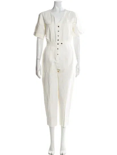 Pre-owned Apiece Apart Linen V-neck Jumpsuit In Neutral