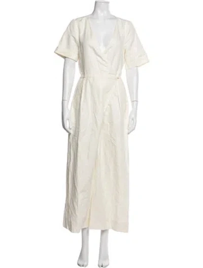 Pre-owned Apiece Apart Linen V-neck Jumpsuit In White