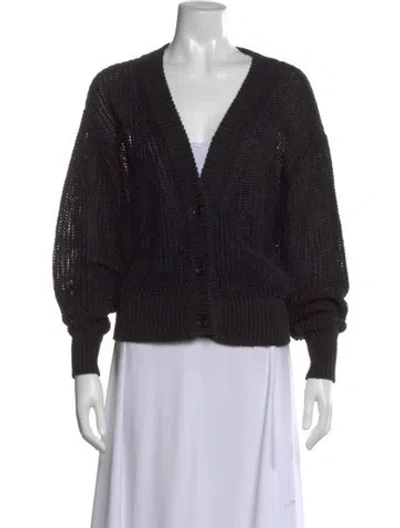 Pre-owned Apiece Apart Linen V-neck Sweater In Black