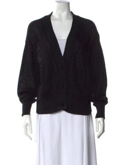 Pre-owned Apiece Apart Linen V-neck Sweater In Black