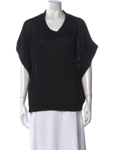 Pre-owned Apiece Apart Linen V-neck Sweater In Black
