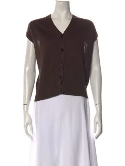 Pre-owned Apiece Apart Linen V-neck Sweater In Brown