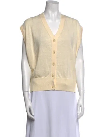 Pre-owned Apiece Apart Linen V-neck Sweater In Neutral