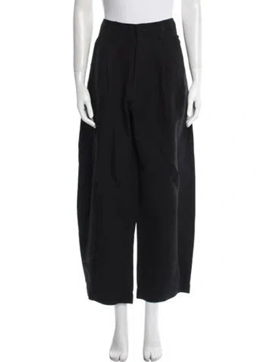 Pre-owned Apiece Apart Linen Wide Leg Pants In Black