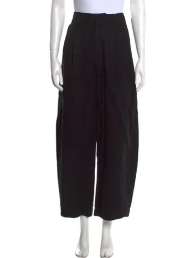 Pre-owned Apiece Apart Linen Wide Leg Pants In Black