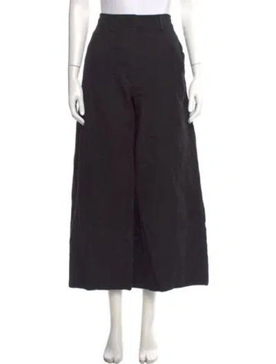 Pre-owned Apiece Apart Linen Wide Leg Pants In Black
