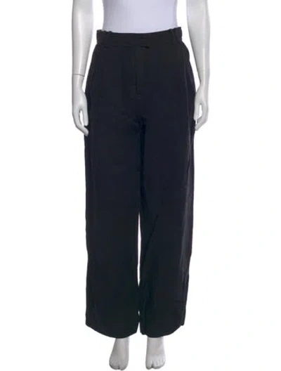 Pre-owned Apiece Apart Linen Wide Leg Pants In Black