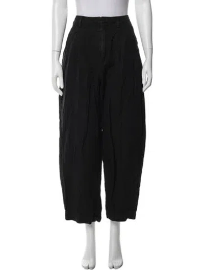 Pre-owned Apiece Apart Linen Wide Leg Pants In Black