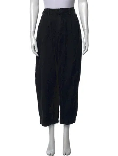 Pre-owned Apiece Apart Linen Wide Leg Pants In Black