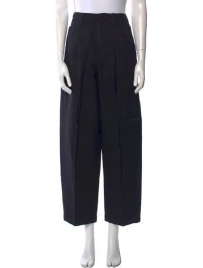 Pre-owned Apiece Apart Linen Wide Leg Pants In Black