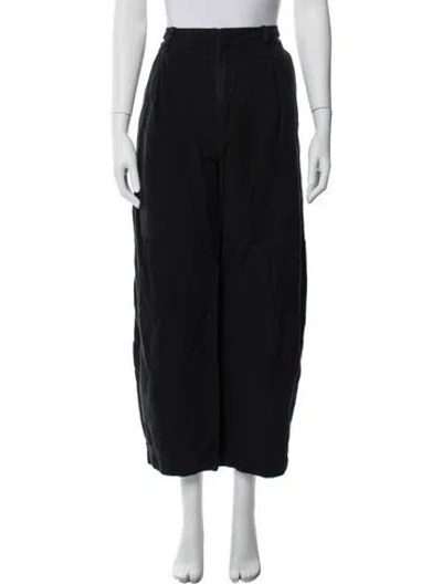 Pre-owned Apiece Apart Linen Wide Leg Pants In Black