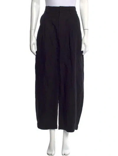 Pre-owned Apiece Apart Linen Wide Leg Pants In Black