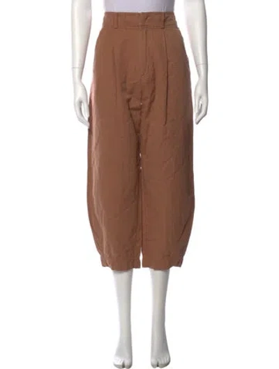 Pre-owned Apiece Apart Linen Wide Leg Pants In Brown