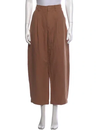 Pre-owned Apiece Apart Linen Wide Leg Pants In Brown
