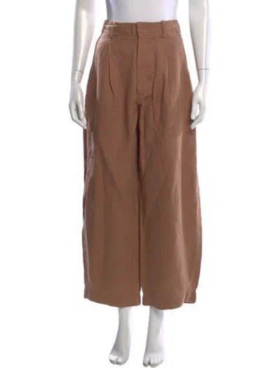Pre-owned Apiece Apart Linen Wide Leg Pants In Brown