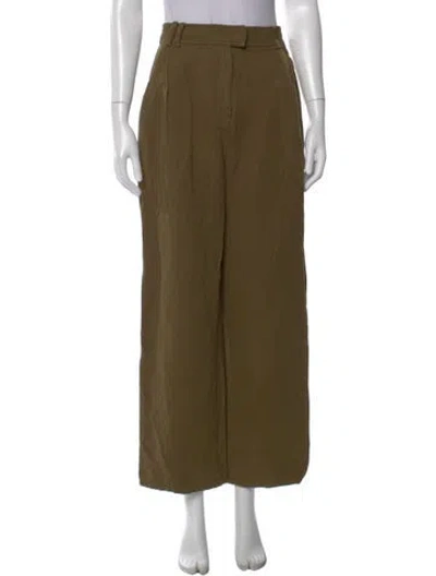Pre-owned Apiece Apart Linen Wide Leg Pants In Green