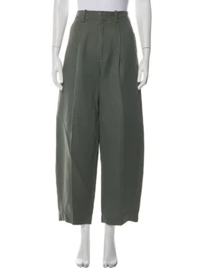 Pre-owned Apiece Apart Linen Wide Leg Pants In Green