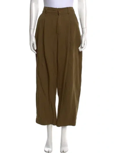 Pre-owned Apiece Apart Linen Wide Leg Pants In Green