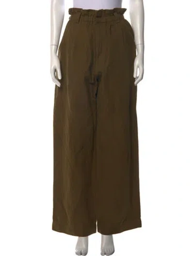 Pre-owned Apiece Apart Linen Wide Leg Pants In Green