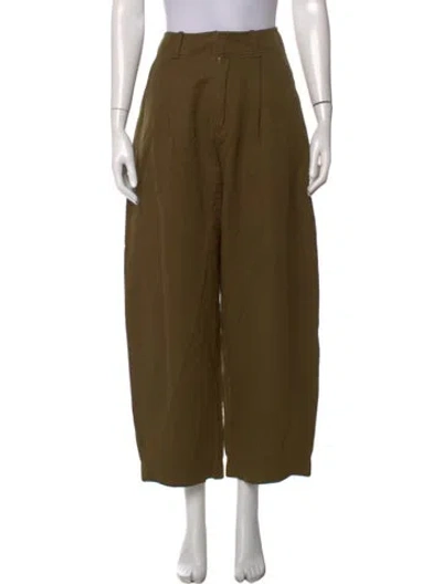 Pre-owned Apiece Apart Linen Wide Leg Pants In Green