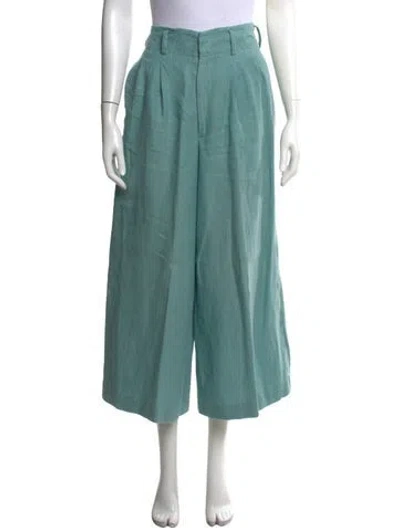 Pre-owned Apiece Apart Linen Wide Leg Pants In Green