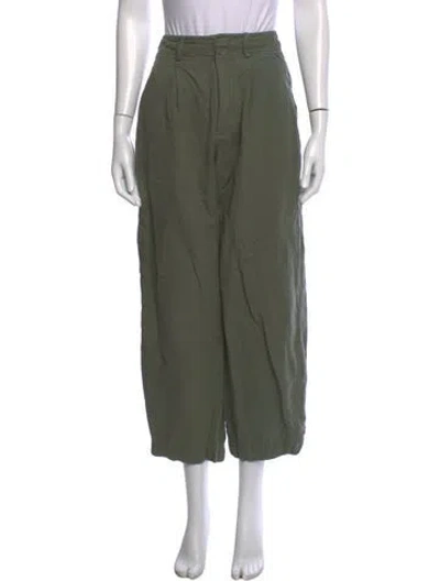Pre-owned Apiece Apart Linen Wide Leg Pants In Green