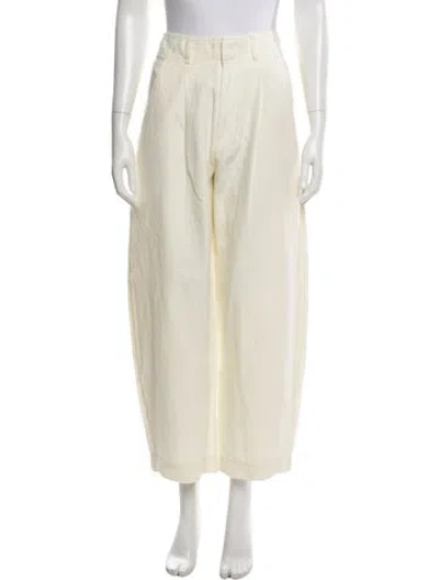 Pre-owned Apiece Apart Linen Wide Leg Pants In Neutral