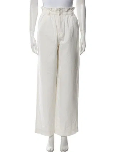 Pre-owned Apiece Apart Linen Wide Leg Pants In White