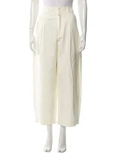 Pre-owned Apiece Apart Linen Wide Leg Pants In White