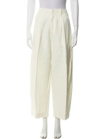 Pre-owned Apiece Apart Linen Wide Leg Pants In White