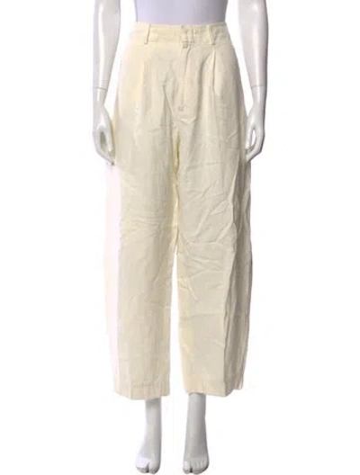 Pre-owned Apiece Apart Linen Wide Leg Pants In White