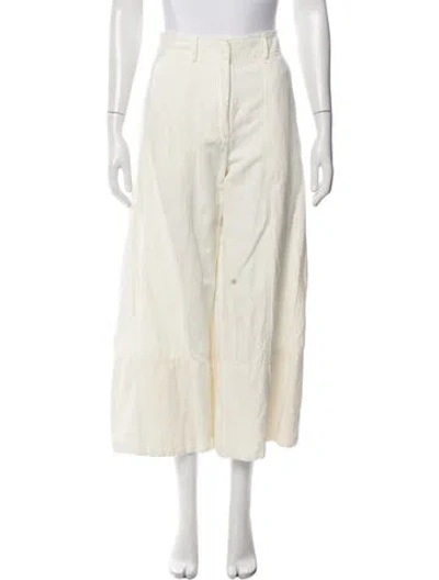 Pre-owned Apiece Apart Linen Wide Leg Pants In White