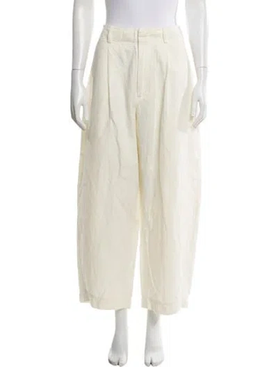 Pre-owned Apiece Apart Linen Wide Leg Pants In White