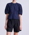 Apiece Apart Lino Crewneck Top In Navy In Blue