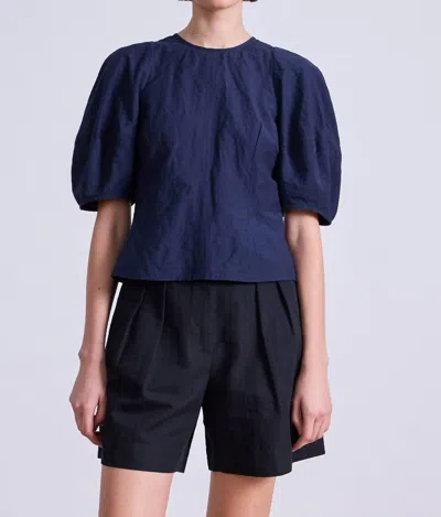 Apiece Apart Lino Crewneck Top In Navy In Blue