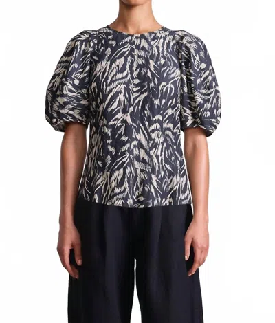 Apiece Apart Lino High Neck Top In Abstract Animal Midnight In Multi