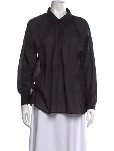 Pre-owned Apiece Apart Long Sleeve Blouse In Black