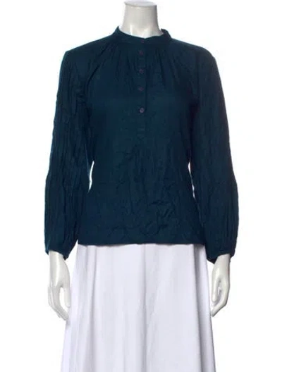 Pre-owned Apiece Apart Long Sleeve Blouse In Blue