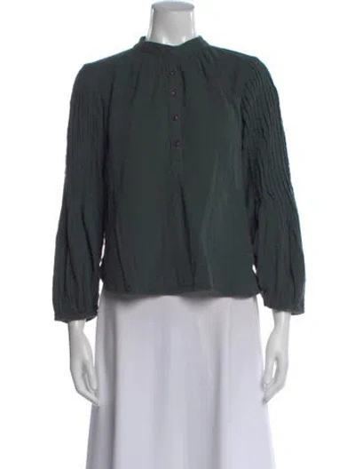 Pre-owned Apiece Apart Long Sleeve Blouse In Green