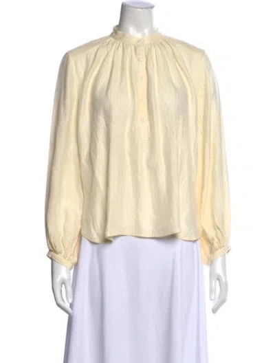 Pre-owned Apiece Apart Long Sleeve Blouse In Neutral