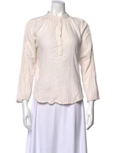 Pre-owned Apiece Apart Long Sleeve Blouse In Neutral